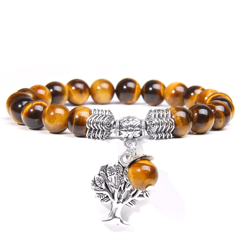 Yoga Health & Fitness Center - สร้อยข้อมือผู้หญิงผู้ชาย Charm ธรรมชาติ Tiger Eye Stone