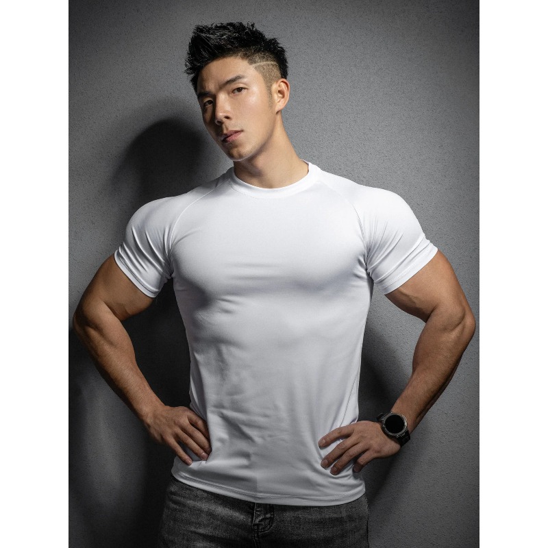 Yoga Fitness For Men - ฟิตเนส โยคะ เสื้อผ้าแห้งเร็วผู้ชายกีฬากลางแจ้งเสื้อยืดแขนสั้นแห้งเร็วการฝึกอบรมโปรวิ่งยืดกระชับพอดีตัว