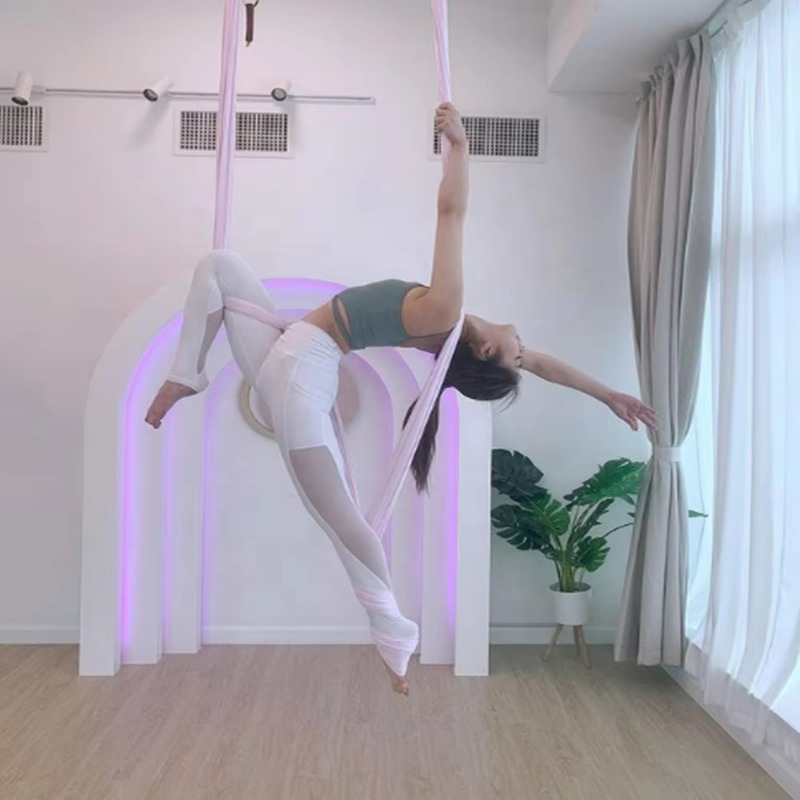 Yoga Swing Aerial - เปลญวนโยคะอากาศแบบแขวน 8 เมตร สำหรับออกกำลังกายทางอากาศ แบบมืออาชีพ สีดำ