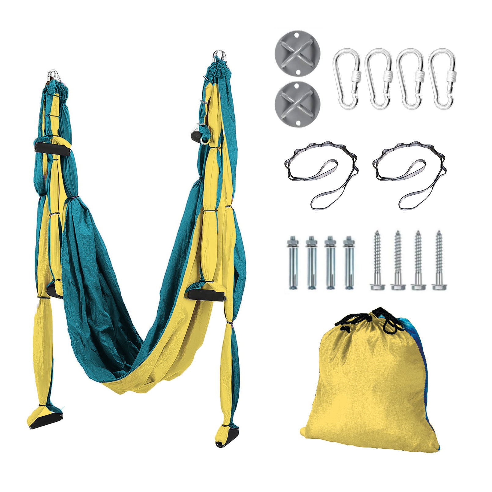 Yoga Swing Aerial - Гаเปลญวนโยคะทางอากาศสวิงสีผ้าร่มชูชีพต้านแรงโน้มถ่วงผ้าไม่ยืดกว้าง 1.5M เปลญวนโยคะ