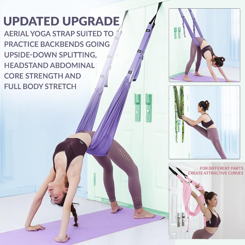 Yoga Swing Aerial - ชุดเปลญวนโยคะปรับระดับได้ พร้อมสายรัดยืดหยุ่นสำหรับพิลาทิส แกว่งต้านแรงโน้มถ่วง เต้น ฟิตเนส โยคะ