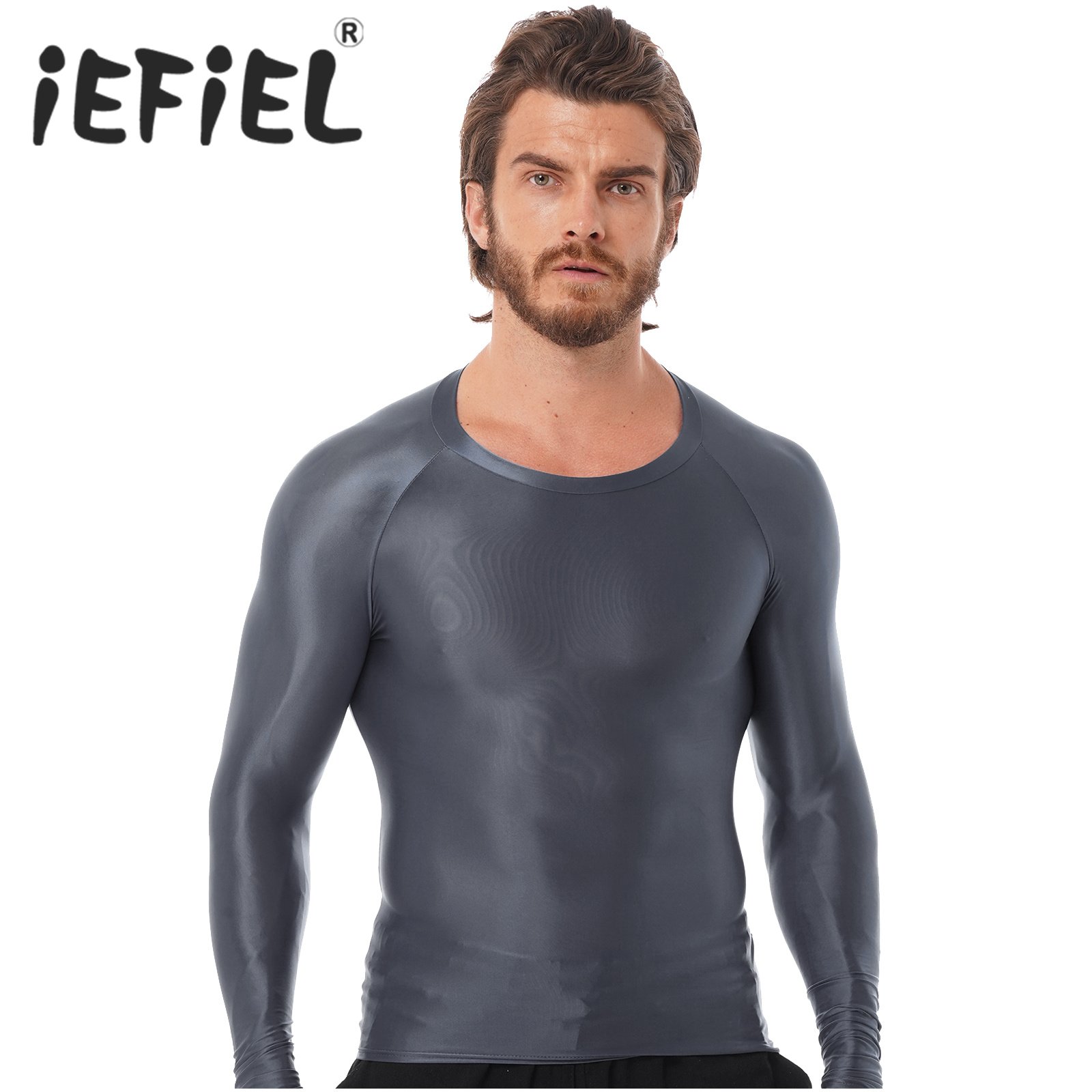 Mens Glossy Baju Atasan Olahra - Yoga Daily Fitness บทวิจารณ์และราคา
